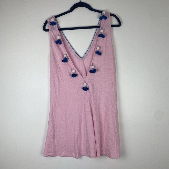 Pitusa Women's Pom Pom Swim Coverup Dress One Size Pink - Picture 1 of 7